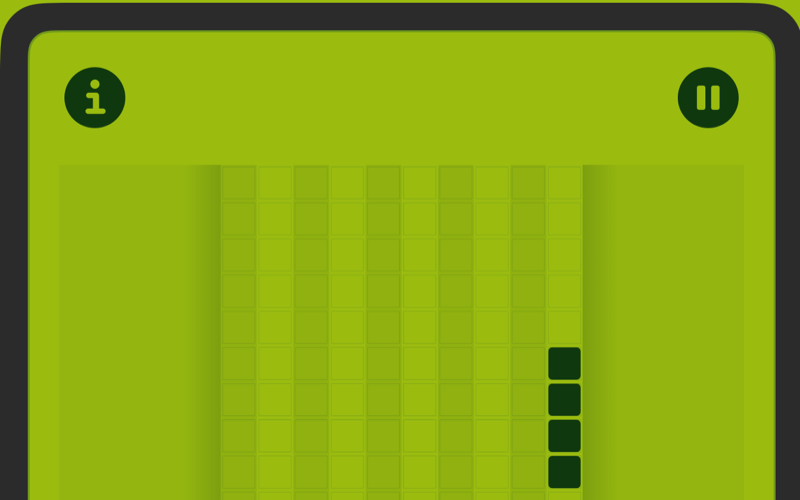 Pause and info buttons sitting at the top of a game board